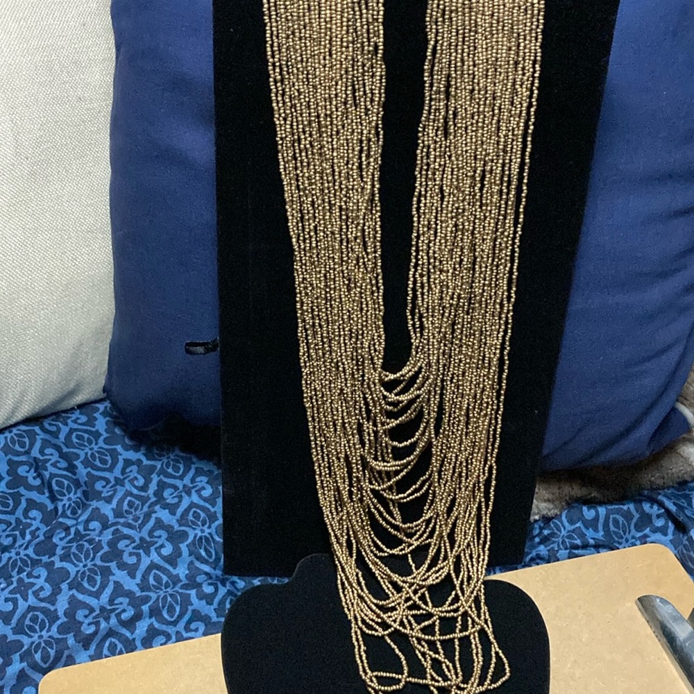 Elegant Gold Seed Bead Vintage Statement Necklace